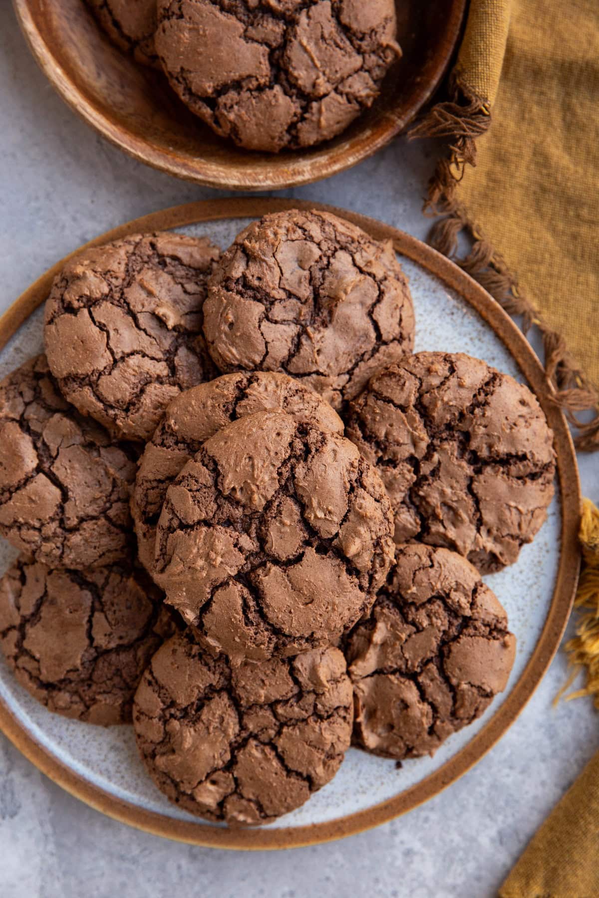 Chocolate Brownie cookies on a plate.