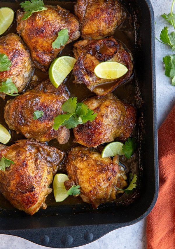 baking dish full of cooked crispy chicken