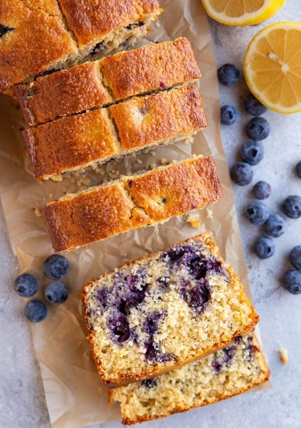 Loaf of lemon blueberry bread