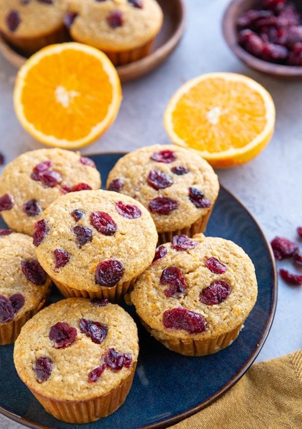 Plate of cranberry orange muffins