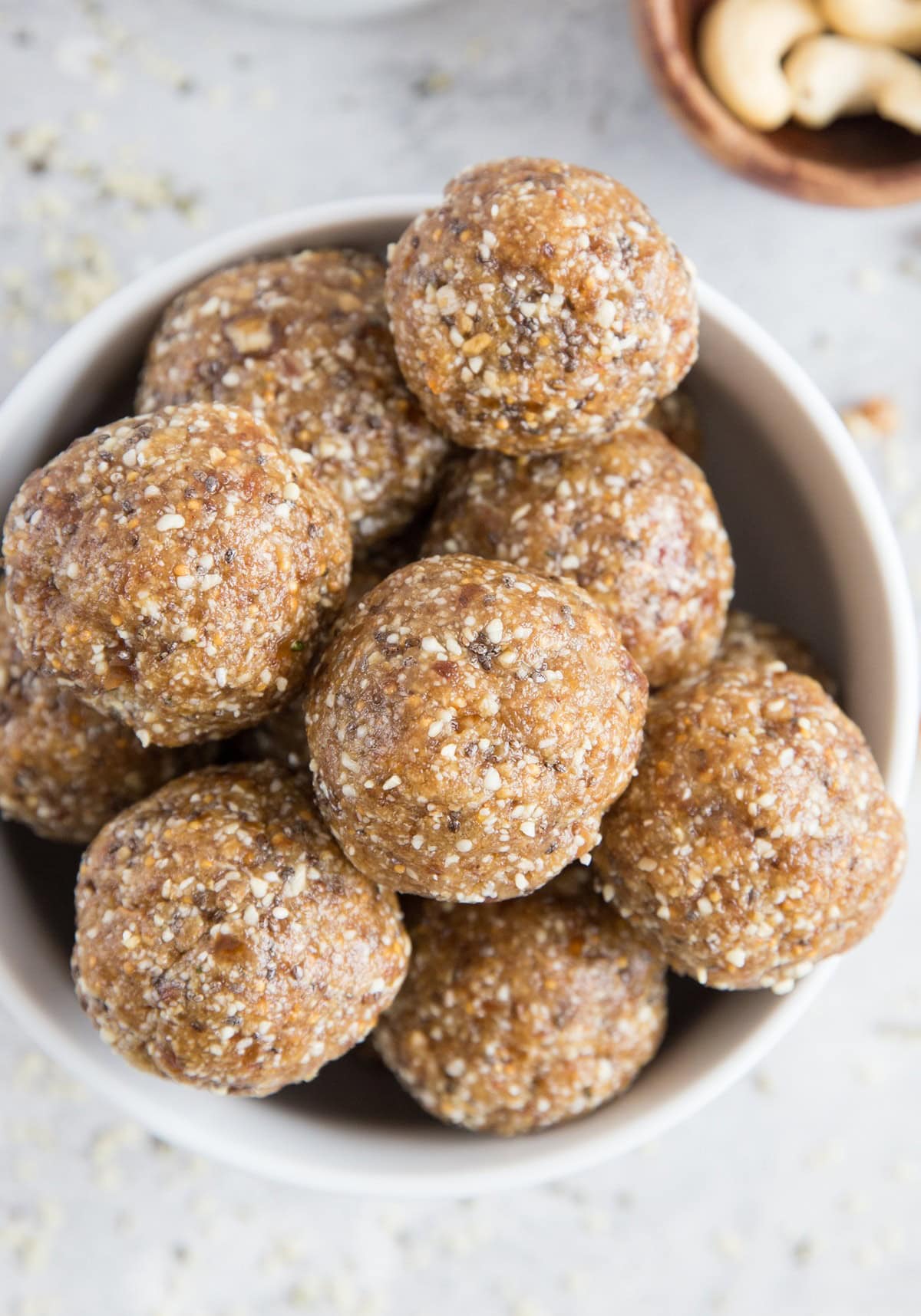 Bowl full of Energy bites, ready to consume