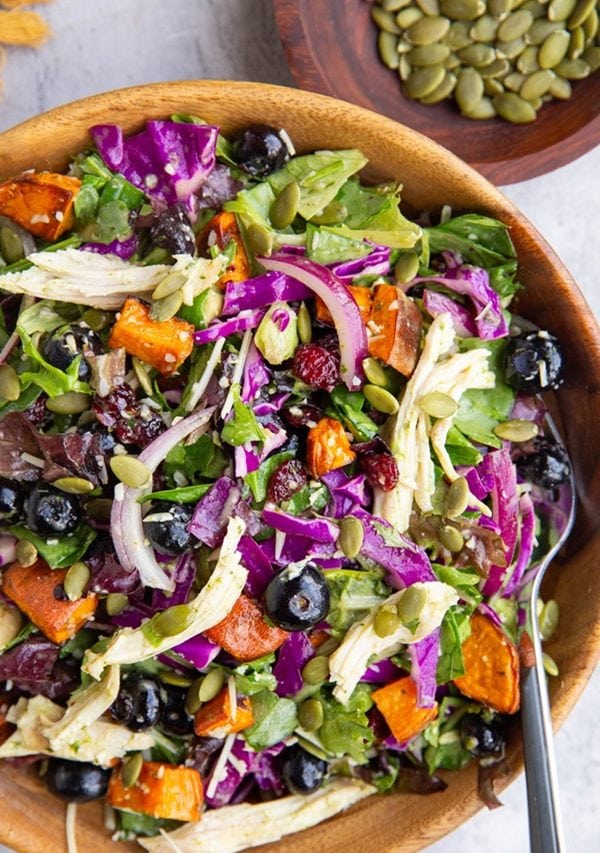 Large bowl of winter salad