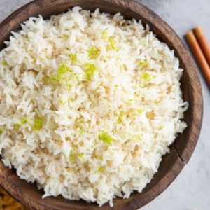 Big bowl of coconut lime rice.