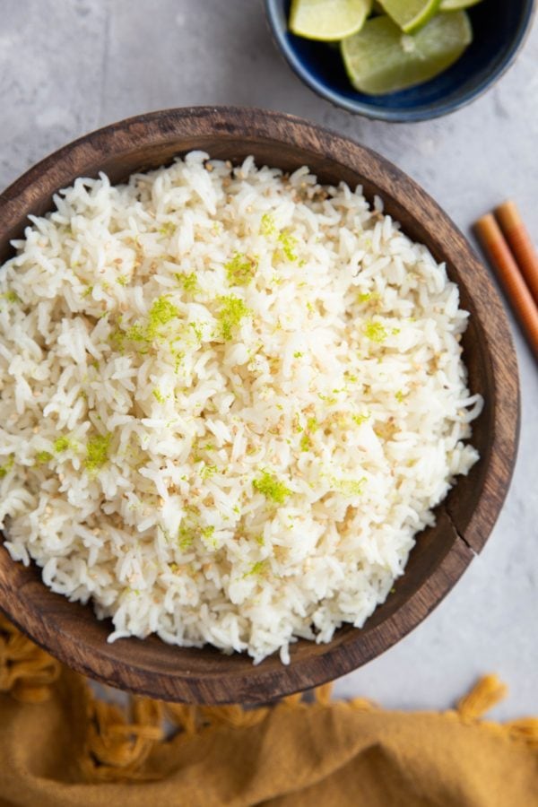 Big bowl of coconut lime rice.